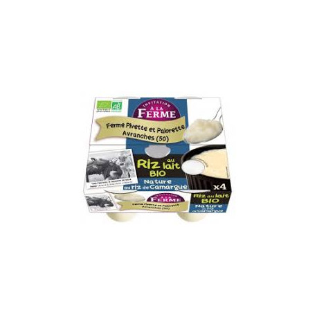 Riz au lait bio nature Pivette & Palorette 4X125g