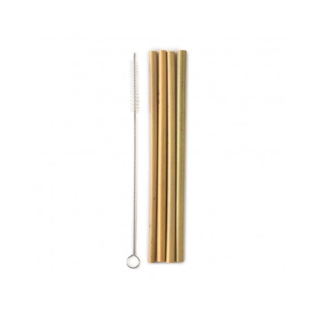 Pailles bambou x 4 + goupillon