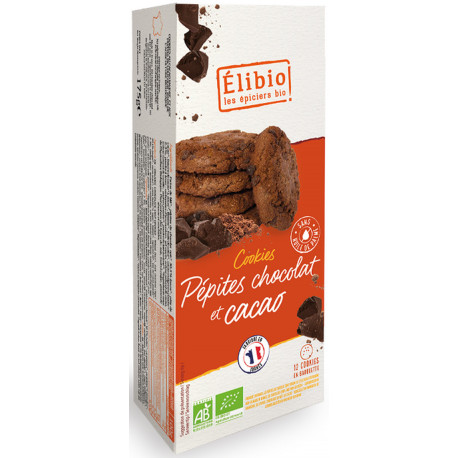 Cookies tout chocolat bio 175 g Elibio