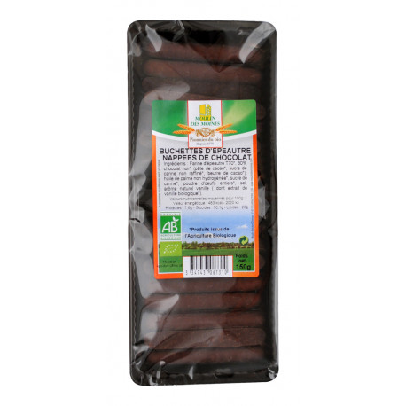 Buchettes d'épeautre nappées chocolat bio 150g Moulin des moines