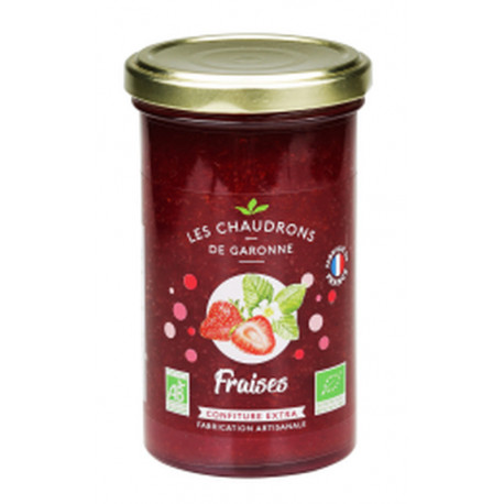 Confiture de fraises bio 300 g Les Chaudrons de Garonne