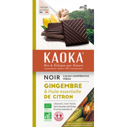 Chocolat noir 55% citron gingembre bio 100g Kaoka