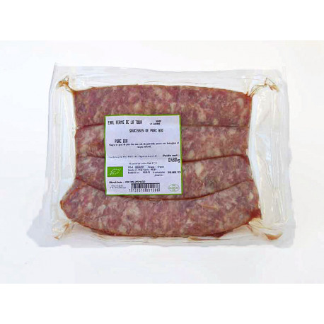 Saucisses de porc bio env 492 g