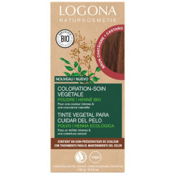 Coloration-soin cheveux brun châtaigne 100 g Logona