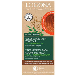 Coloration-soin cheveux rouge henné 100 g Logona