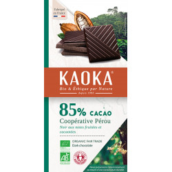 Chocolat noir 85% Pérou bio 100 g Kaoka
