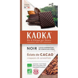 Chocolat noir et éclats de cacao caramélisés bio 100g