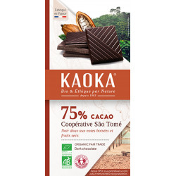 Chocolat noir 75% Sao Tomé bio 100 g Kaoka