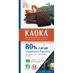 Chocolat noir 80% Equateur bio 100g Kaoka