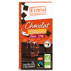 Chocolat pâtissier noir 72% bio 200 g Elibio