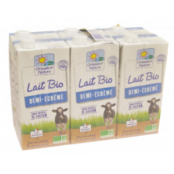 Pack 6 x lait bio demi-écrémé bio brique 1 l Grandeur Nature
