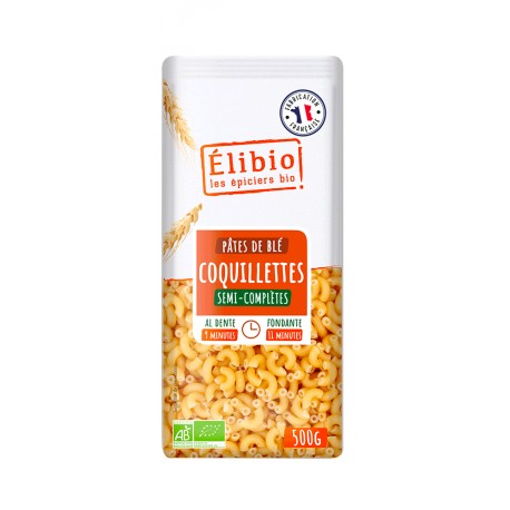 Coquillettes semi complètes bio 500 g Elibio
