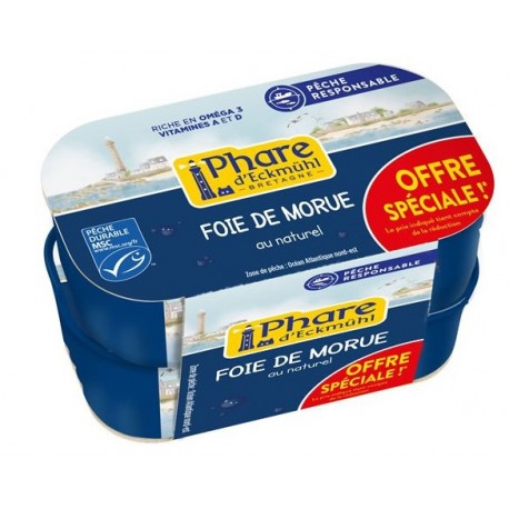 Lot de 2 Foie de morue au naturel Phare d'Eckmuhl