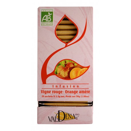 Infusion vigne rouge orange amère bio 30 g Valdena Circulation