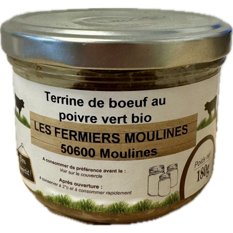 Terrine de boeuf au poivre vert 180g Les Fermiers Moulines