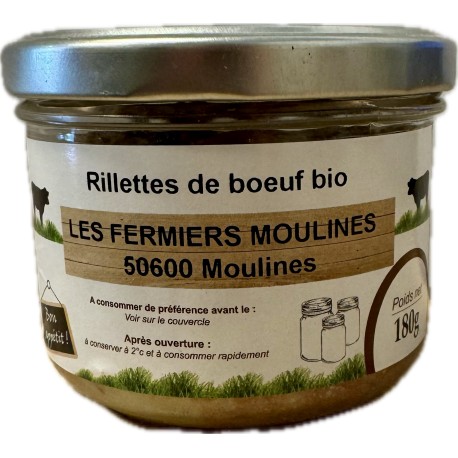 Rillettes de boeuf bio 180g Les Fermiers Moulines