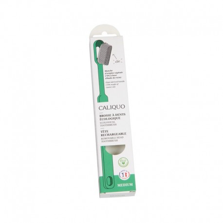 Brosse à dents vert médium rechargeable en biopastique