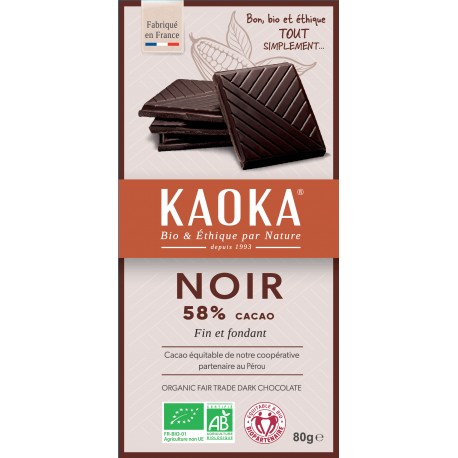 Chocolat noir 58% bio 80 g Simply Dark