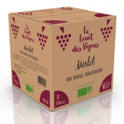 Vin rouge bio Merlot Le fruit des Vignes 3 Litres