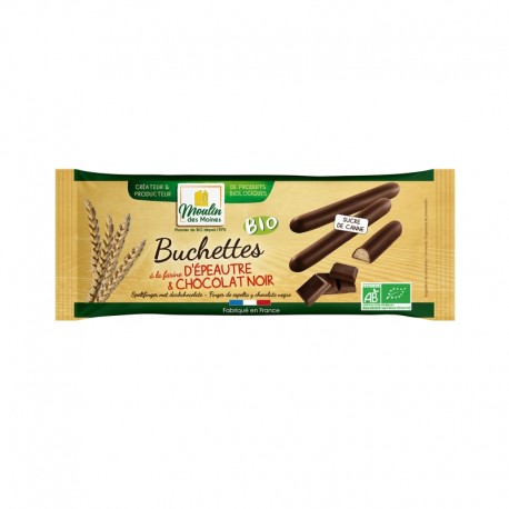 Buchettes d'épeautre nappées chocolat bio 150g Moulin des moines