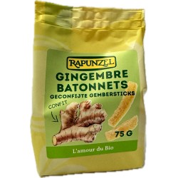 Gingembre confits en bâtonnets bio 75 g Rapunzel