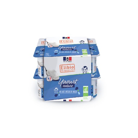Yaourt nature au lait entier 12 X 125g Elibio