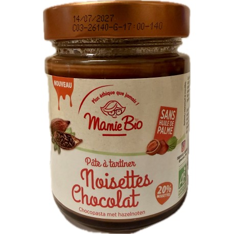 Pâte à tartiner noisettes chocolat Mamie Bio 300g