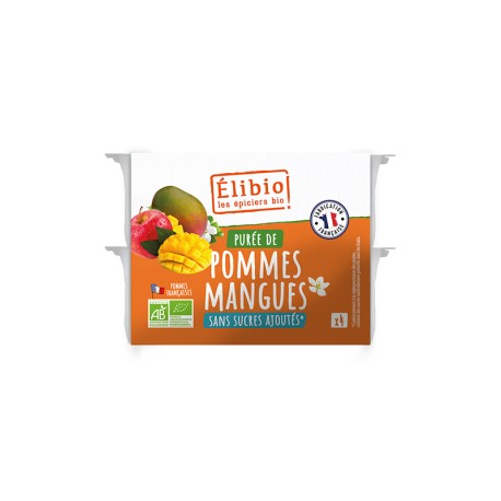 Purée de pomme mangue coupelle 4 X 100 g Elibio
