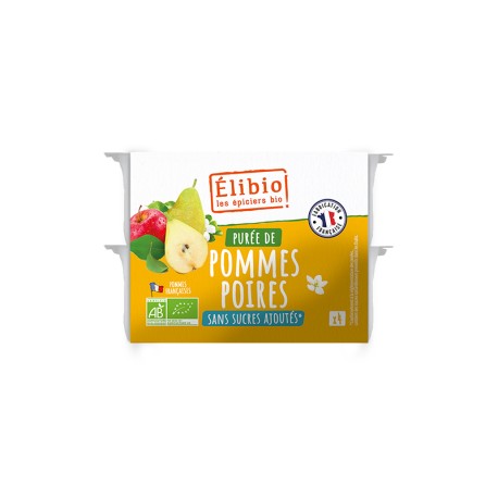 Purée de pomme poire coupelle 4 X 100 g Elibio