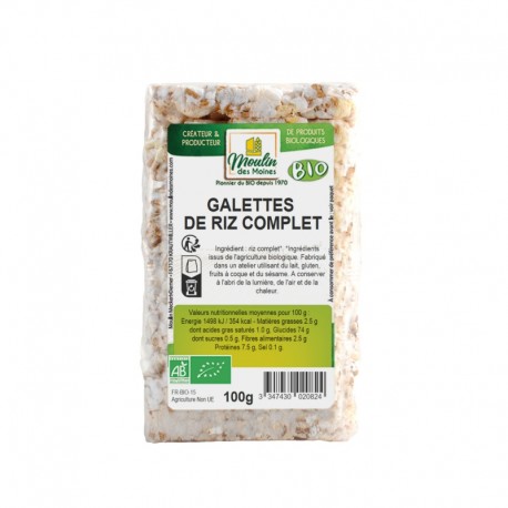 Galettes de riz complet 100g Moulin des Moines